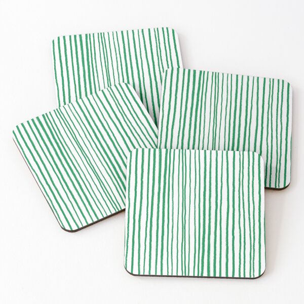 Item preview, White and Green, Vertical, Free Hand Stripes  designed and sold by OneThreeSix.