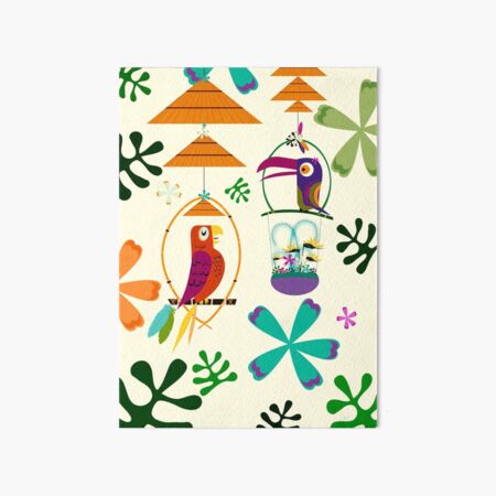 Vintage Modern Tiki Birds Art Board Print