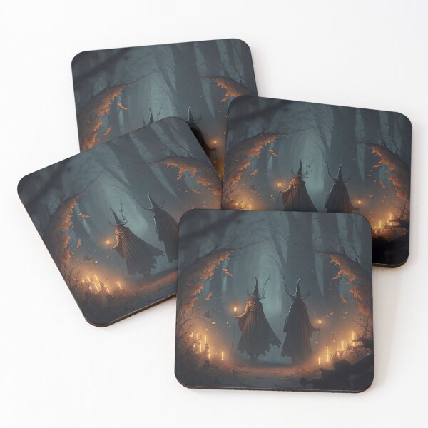 Item preview, Witches in Black Cloaks in a Dark Gloomy Forest, Gloomy Dramatic Background designed and sold by Markooz85.