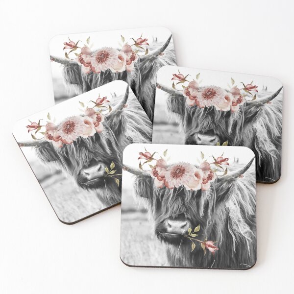 Item preview, Highland Cow Portait with Flowers designed and sold by Amy Brinkman.