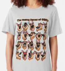The Many Faces of GSD's emojis Slim Fit T-Shirt