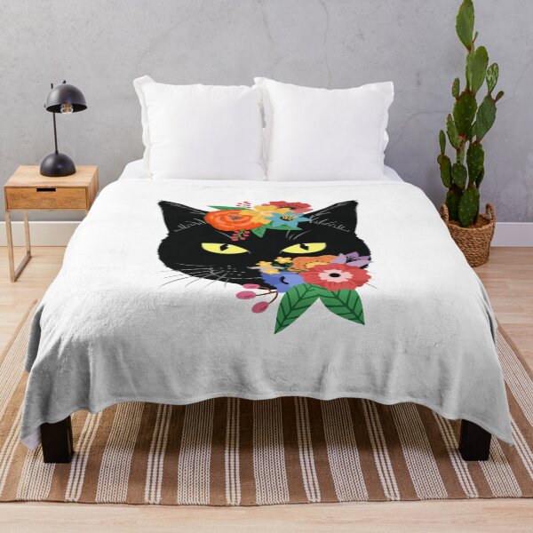 Item preview, Black Cat With Flowers designed and sold by Imaginarium Design.