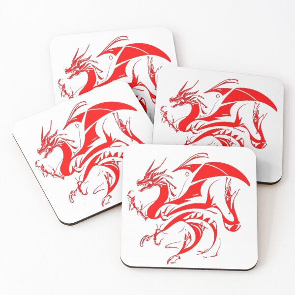Item preview, "Abstract Tribal Dragon Pattern: Artistic Red Dragon in solid Red" designed and sold by 9000MilesToHome.