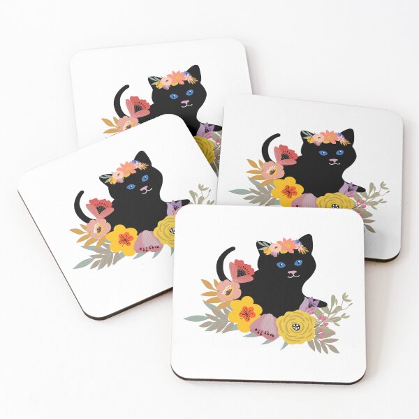 Item preview, Black Cat With Flowers designed and sold by Imaginarium Design.