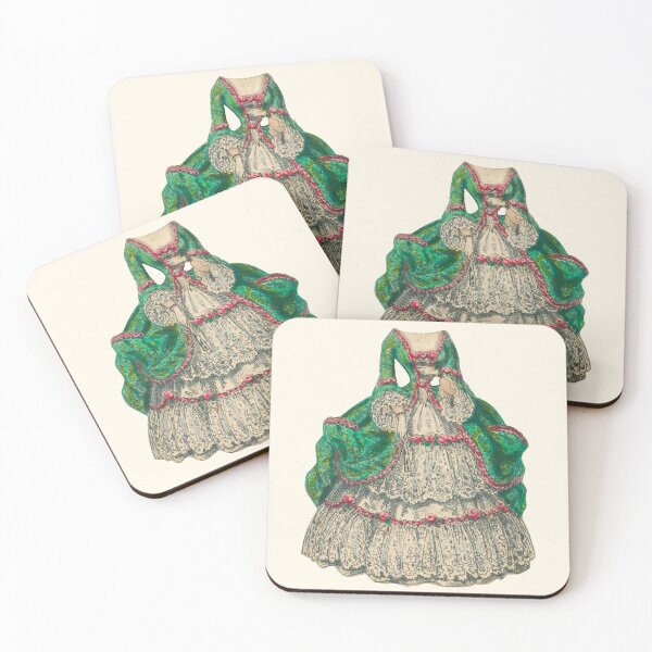 Item preview, White and Green Floral Dress with Fan designed and sold by Archaicarts.