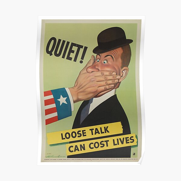 Loose Talk Cost Lives World War Poster WW2 A1 A2 A3 A4 2W47 Vintage WWII Quiet