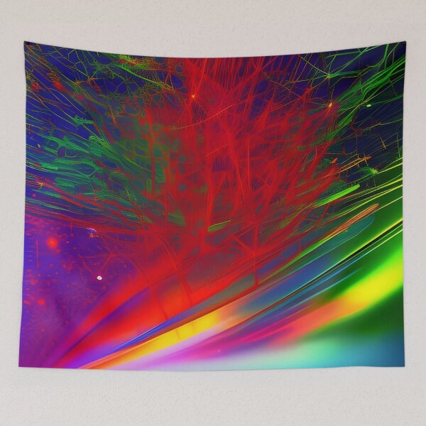 Artikelvorschau, Neonbänder und kosmischer Staub, Synthwave-Kunst entworfen und verkauft von Ink Art Design.
