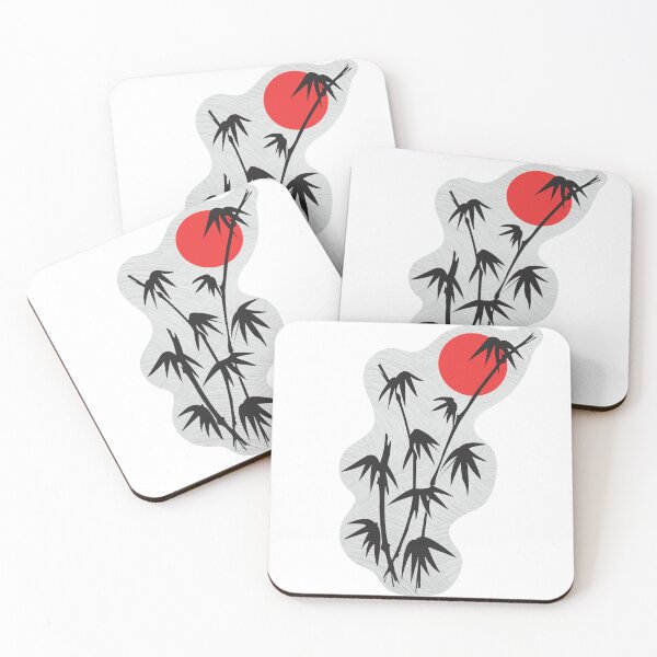 Item preview, Minimalist Red Sun and Japanese Bamboo Sticker designed and sold by vikyky.