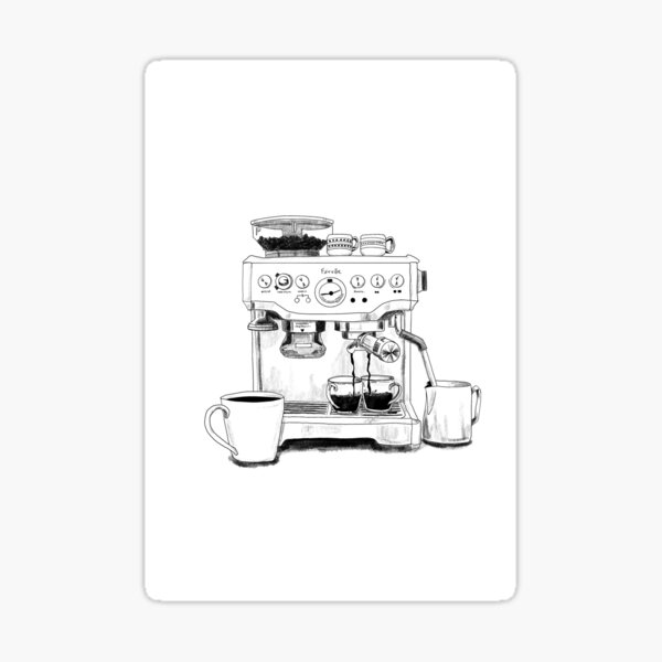 Colorful espresso machine Logo, coffee machine art Sticker, Pastel