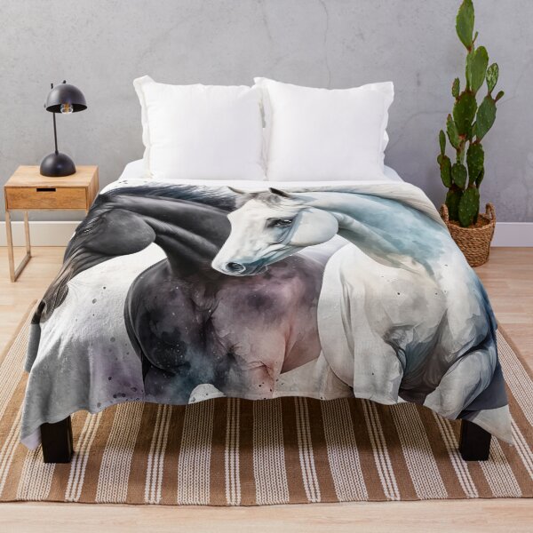 Item preview, Black and White horses home decor Painting Artwork designed and sold by adlydesigns.