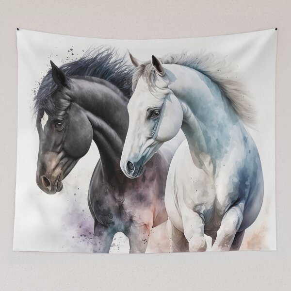 Item preview, Black and White horses home decor Painting Artwork  designed and sold by adlydesigns.