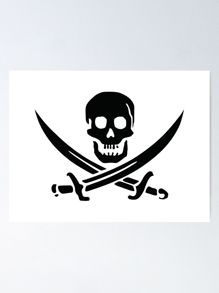Jolly Roger Pirate Flag (for white t-shirts) Poster for Sale by