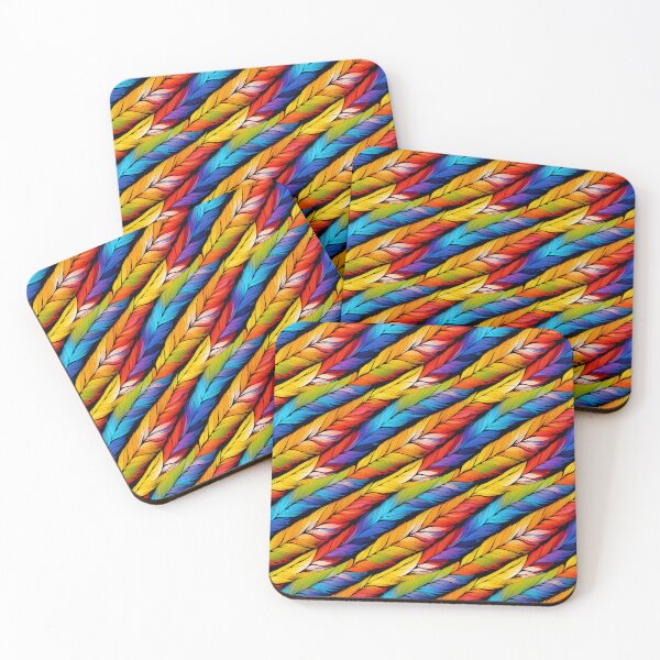 Item preview, Colorful bird feathers double layered pattern designed and sold by AI Creations ⭐⭐⭐⭐⭐.