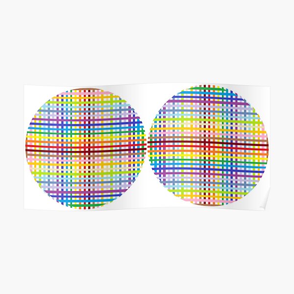 Multicolored stripes and circles on a white background Poster
