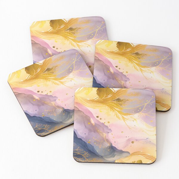 Item preview, Purple and Gold, Gray Pink Watercolor washes, fog, ink, splashes designed and sold by adlydesigns.