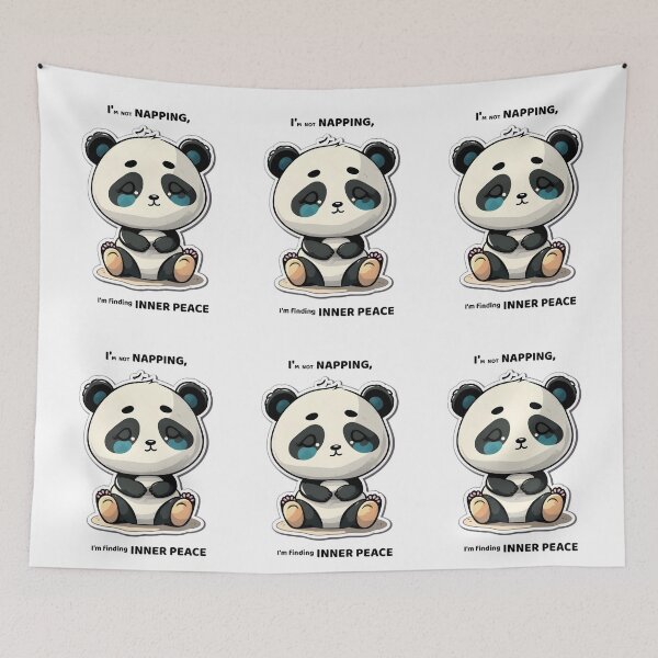Item preview, I´m no napping, i´m finding INNER PEACE, Baby panda meditating sticker, Yoga Sticker, Namaste designed and sold by VisualVibesVV.