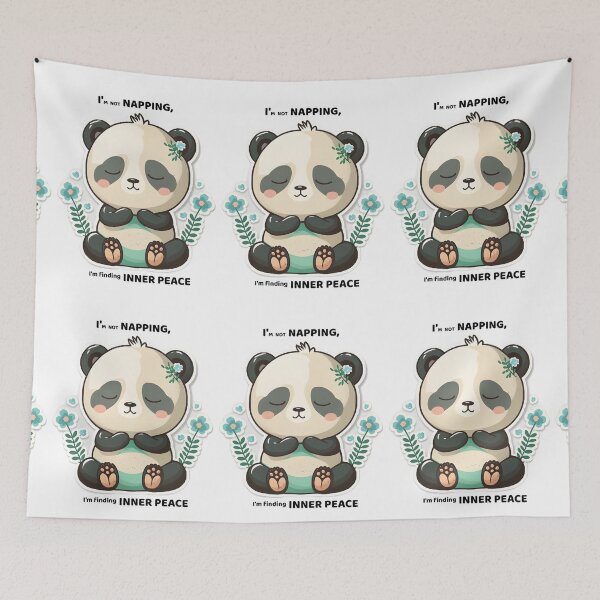 Item preview, I´m no napping, i´m finding INNER PEACE, Baby panda meditating sticker, Yoga Sticker, Namaste designed and sold by VisualVibesVV.