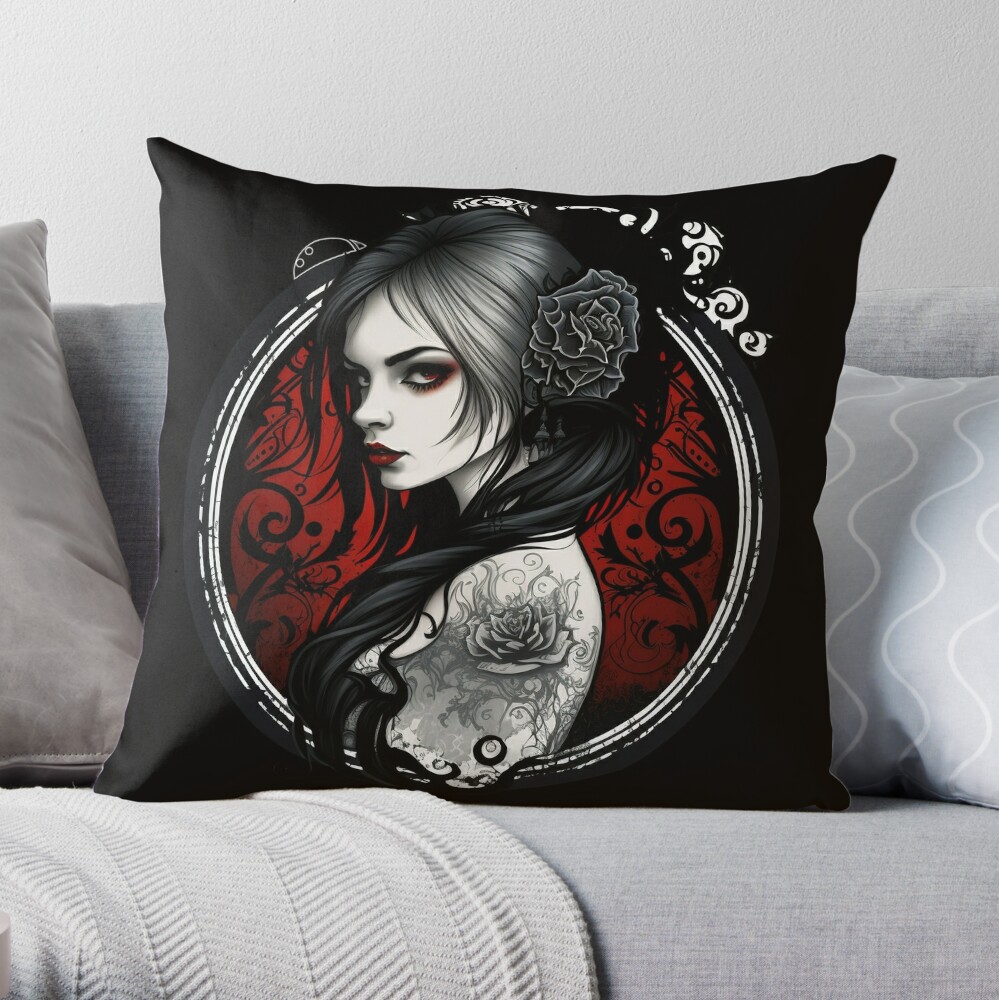 Gothic Woman Throw Pillow by Lilia D - Fine Art America