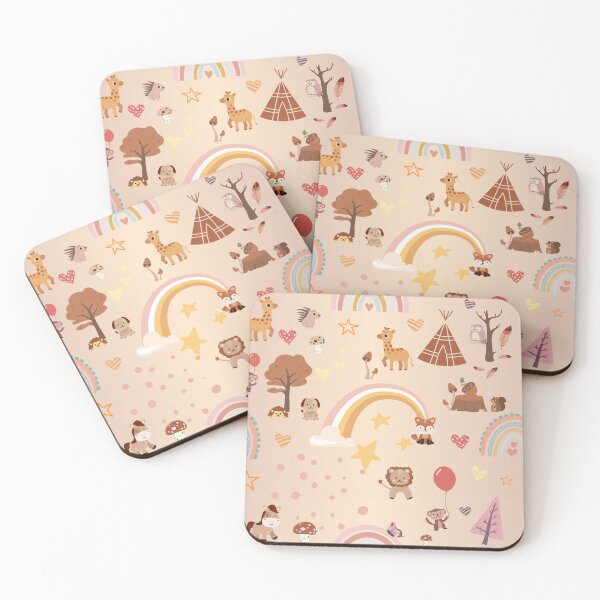Item preview, Boho Nursery Cute Baby Animals Neutral Backround Pattern designed and sold by SoccaTamam.
