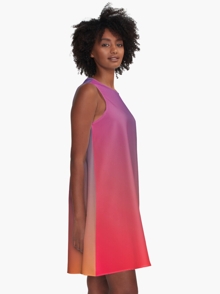 Thumbnail 2 of 4, A-Line Dress, Magenta and orange color gradient designed and sold by patterncrow.