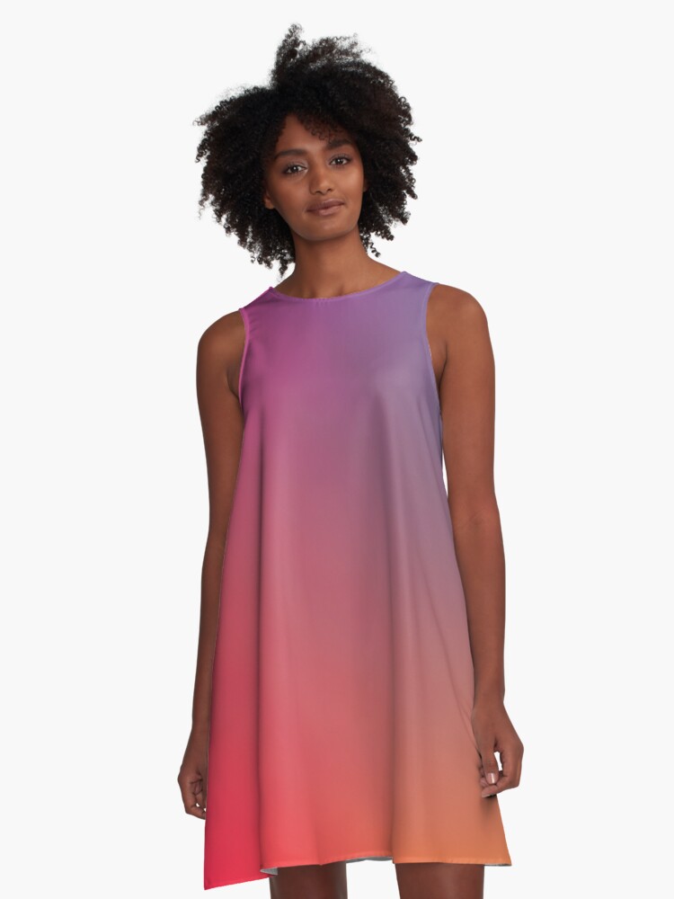 A-Line Dress, Magenta and orange color gradient designed and sold by patterncrow