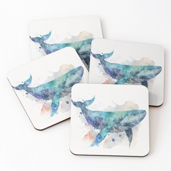 Item preview, blue whale watercolor designed and sold by shokA Design.