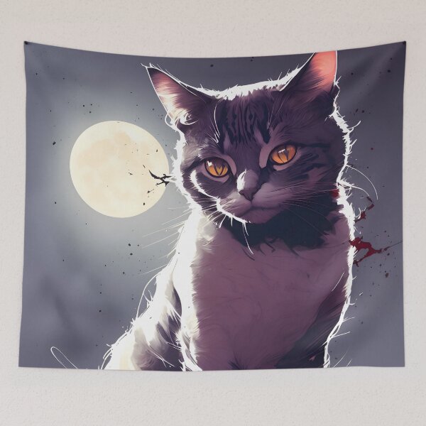 Item preview, Fantasy Cat art #4 (Cat under Moonlight) designed and sold by YourMajestyLuna.