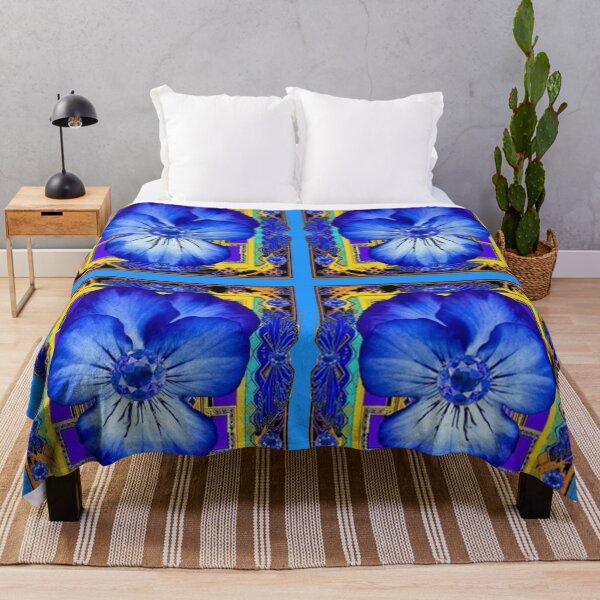 Item preview, SAPPHIRE JEWELED FLOWER ABSTRACT BLUE PATTERN ART designed and sold by sharlesart.
