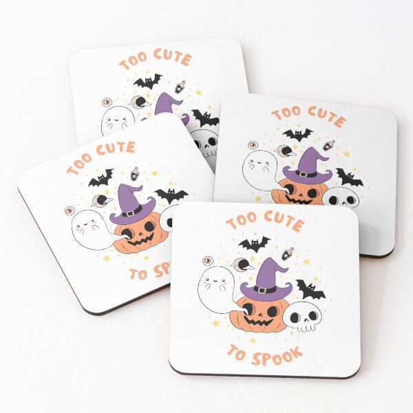 Item preview, Too cute to spook a cute little pumpkin witch with ghost for Halloween  designed and sold by Yarafantasyart.