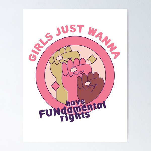 Girls Just Wanna Have Sun Poster  Funny Quote Wall Art for Girls Room –  Postermod