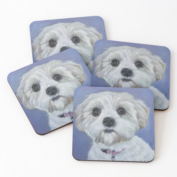 Item preview, Cavachon on blue background designed and sold by Debbie’s Sketchbook.