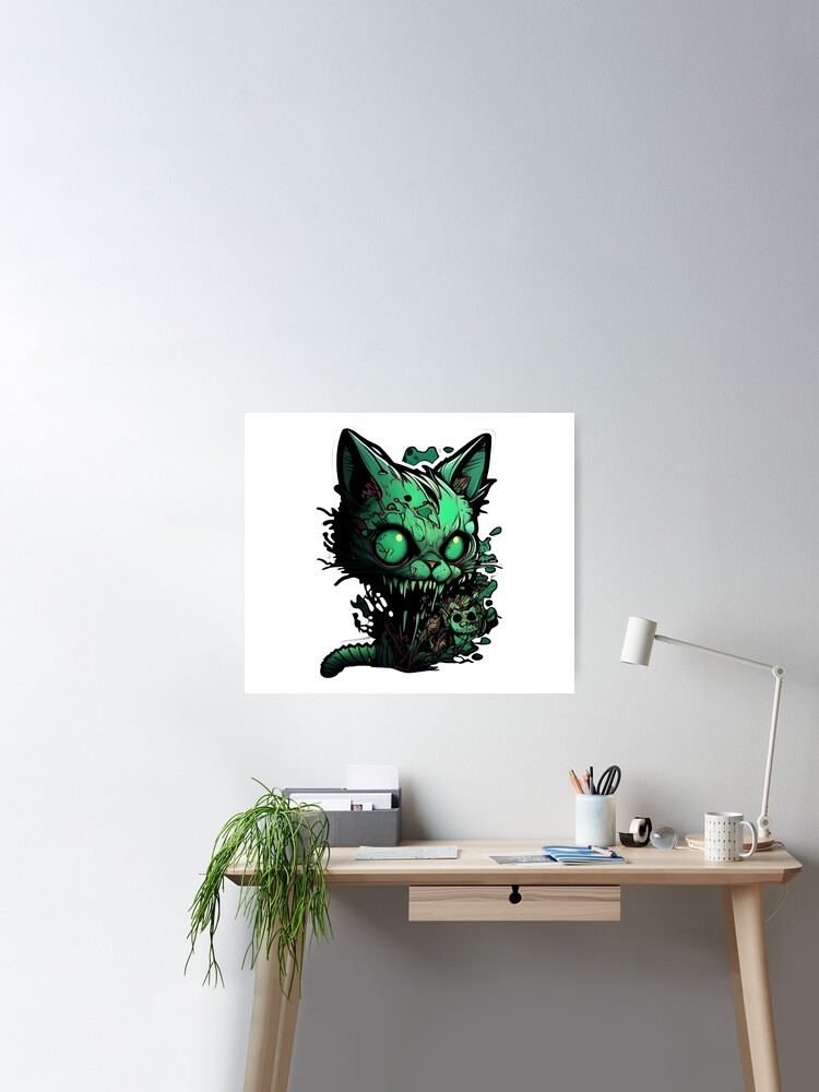 zombie cat green scary | Poster