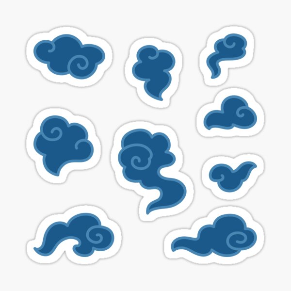 Oriental Clouds (blue version) Sticker
