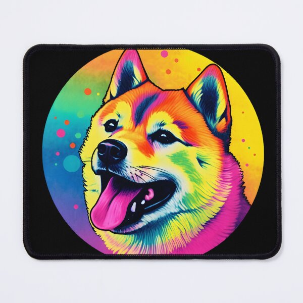 Item preview, Shiba Inu Dog Portrait on a Neon Background designed and sold by Shiba-Inu-Art.