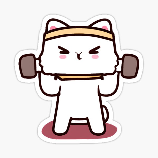 Kawaii Cat Deadlift Weightlifting Sticker for Sale by