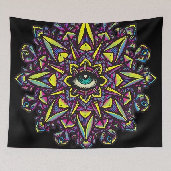 Item preview, Dharma Wheel Neon Mandala Eye designed and sold by Roberto Jaras Lira.