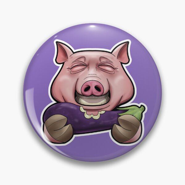 Item preview, SNAX Pig eating eggplant designed and sold by SilverBaX.