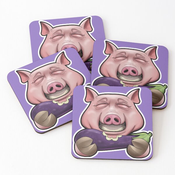 Item preview, SNAX Pig eating eggplant designed and sold by SilverBaX.