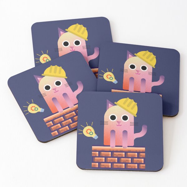 Item preview, Cats with hardhats on brick wall designed and sold by ichirochen.