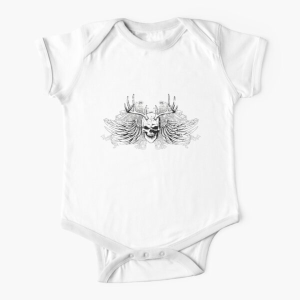 Skull & Wings Cool Grunge T-shirt Design Short Sleeve Baby One-Piece