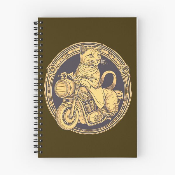 Item preview, Biker cat art nouveau style designed and sold by LunarSeaArt.