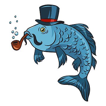 Fish in top hat smokes smoking pipe | Art Board Print