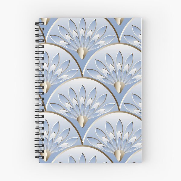 Item preview, Metal bronze and sky blue art deco scallop lotus pattern designed and sold by starseedgems.