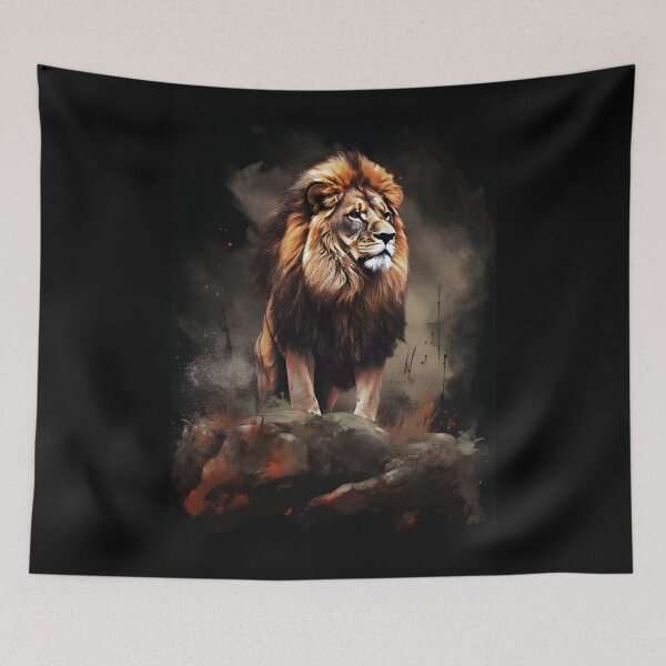 Item preview, León majestuoso de pie con orgullo sobre un afloramiento rocoso designed and sold by Waveval.