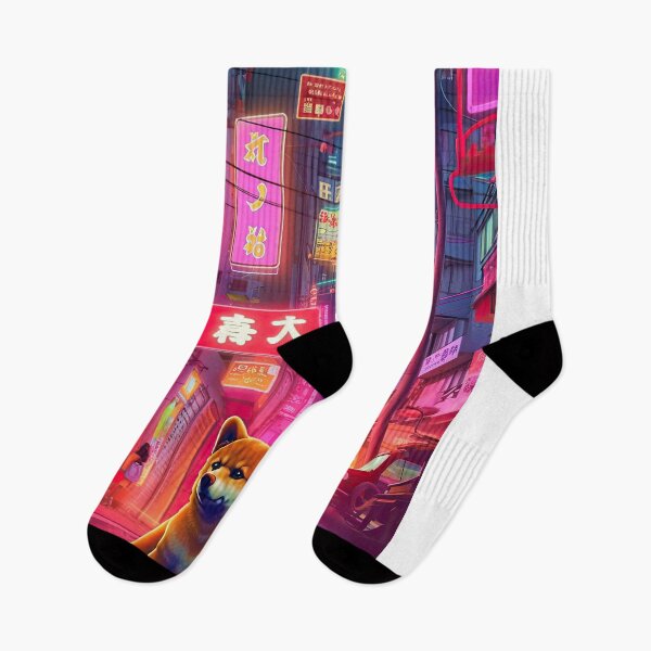 Item preview, Shiba Inu explores a Neon Lit Street designed and sold by THC Studios.