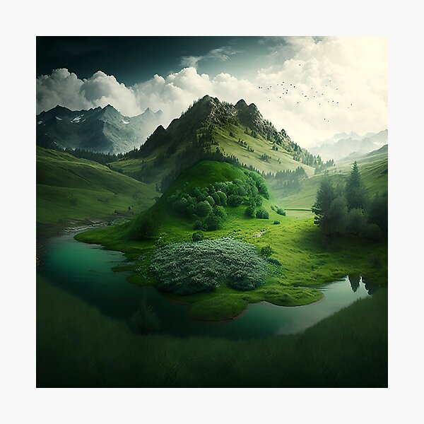 Item preview, green nature landscape designed and sold by shokA Design.