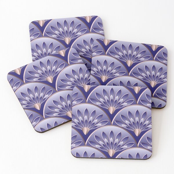 Item preview, Bronze and indigo art deco scallop lotus pattern designed and sold by starseedgems.