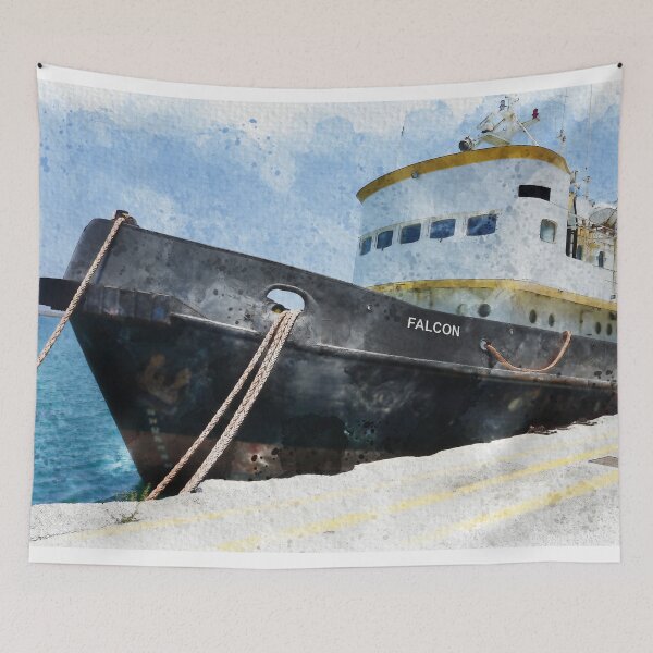 Item preview, Falcon Tug Boat Watercolor designed and sold by TwoSmallPtatoes.