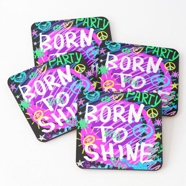 Item preview, Born to shine wild party. Funny t-shirt aesthetic doodle stickers designed and sold by Bearlala.