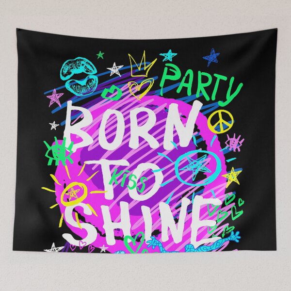 Item preview, Born to shine wild party. Funny t-shirt aesthetic doodle stickers designed and sold by Bearlala.